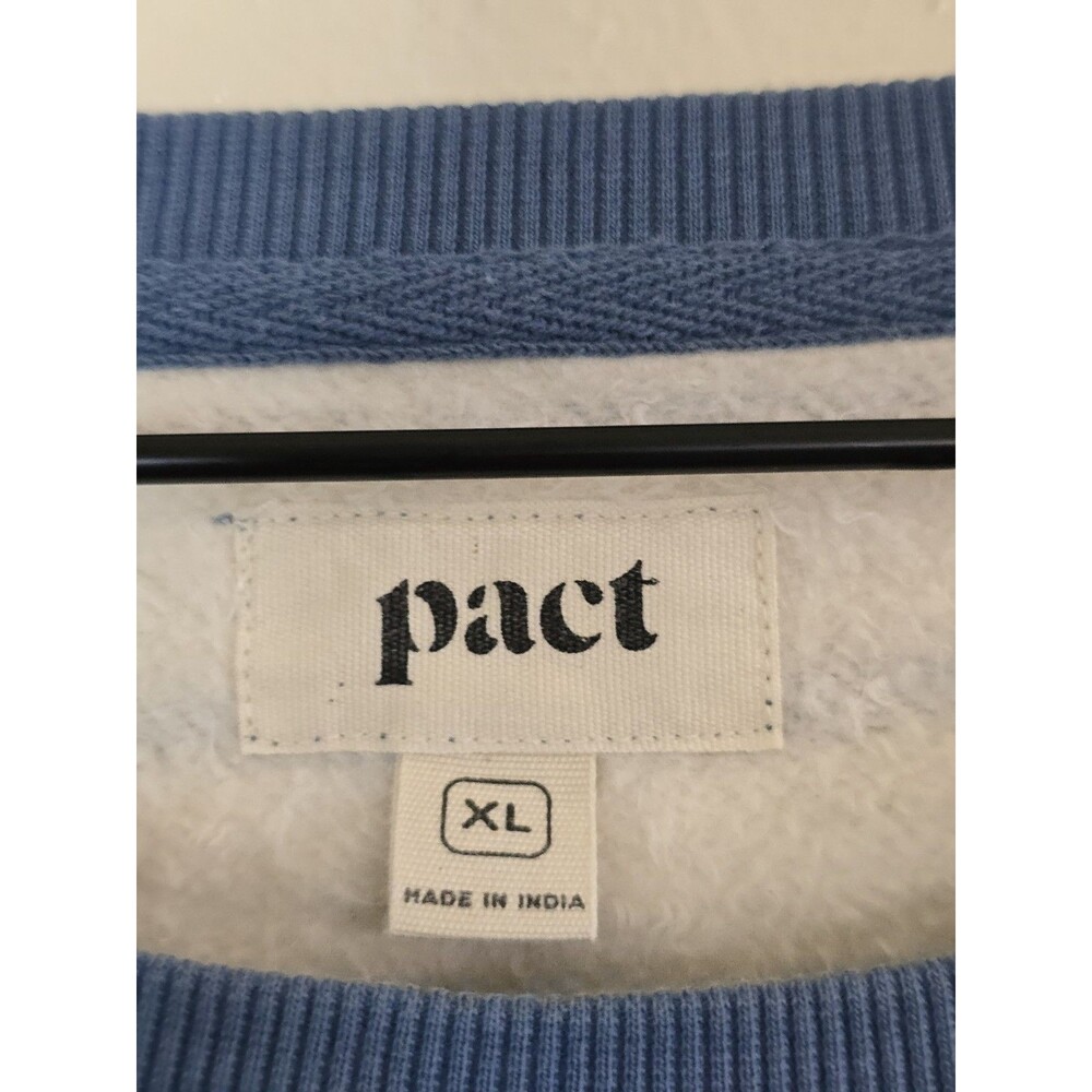Pact Organic Cotton Heart Print Striped Sweatshirt XL Blue White Red Pullover - Picture 8 of 12